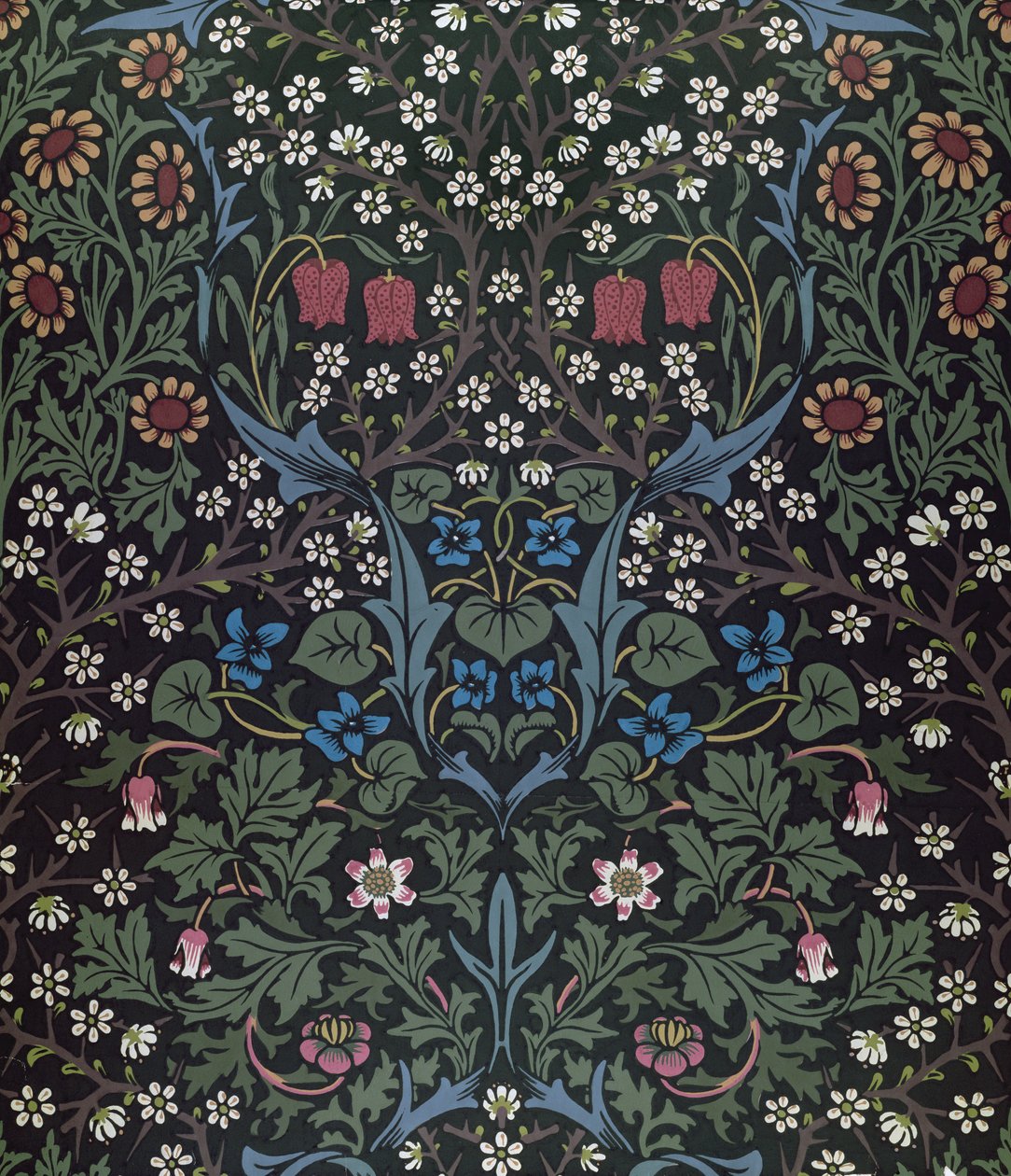 Blackthorn-tapettisuunnittelu, 1892 tekijältä William Morris
