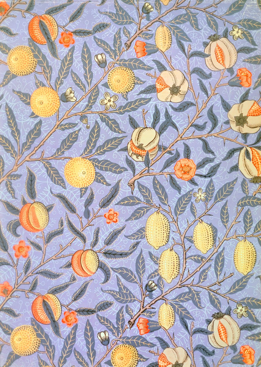 "Blue Fruit" tai "Granaattiomena" tapettisuunnittelu, 1866 tekijältä William Morris