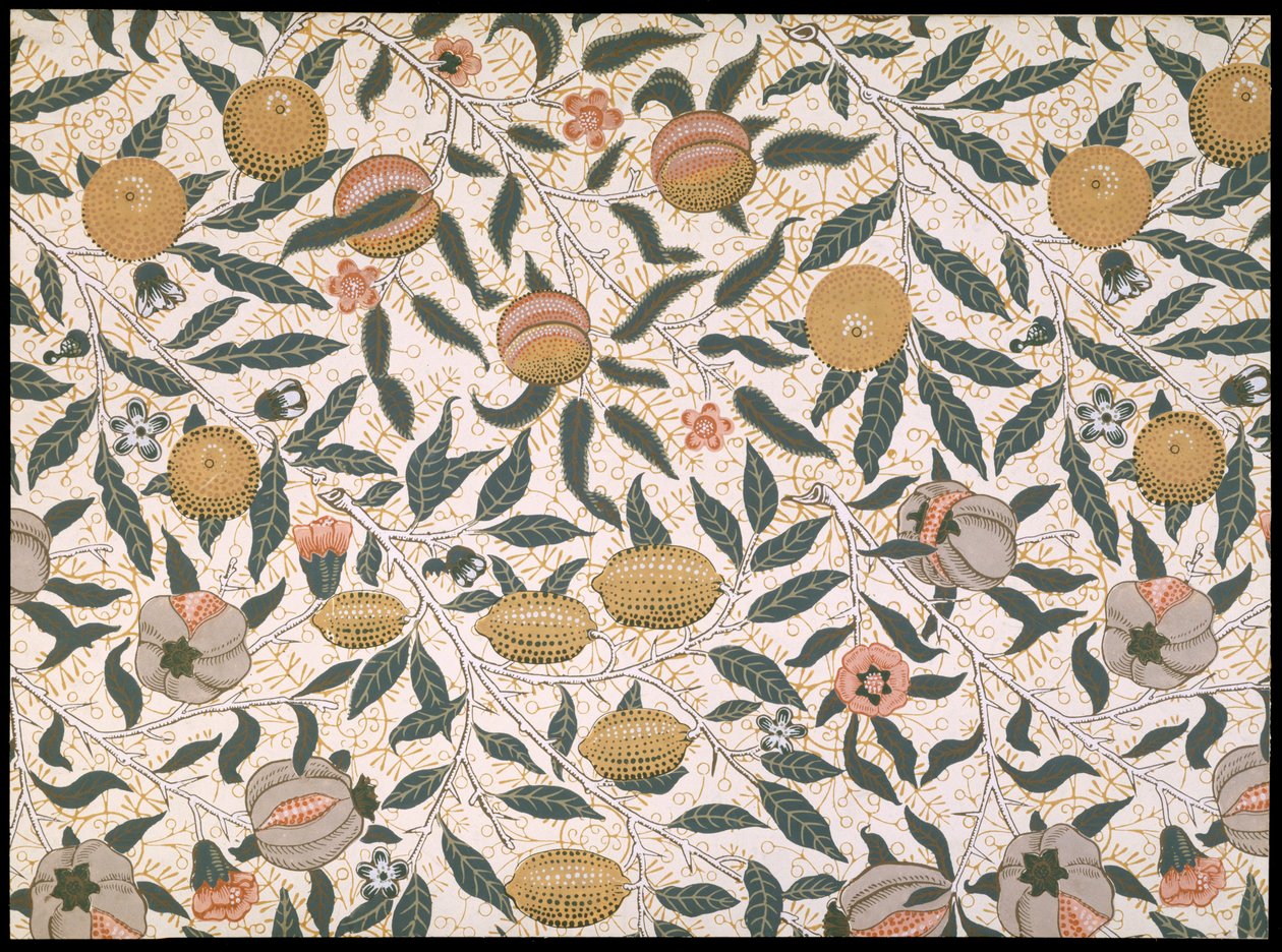 Granaattiomena, design tapetille, 1866 tekijältä William Morris