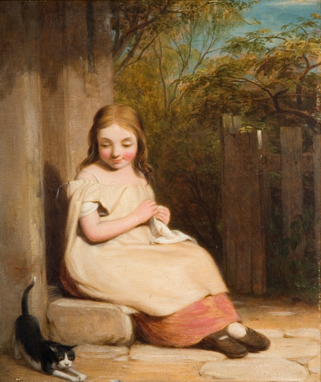 Nuori tyttö kissanpennun kanssa, tekijältä William Mulready