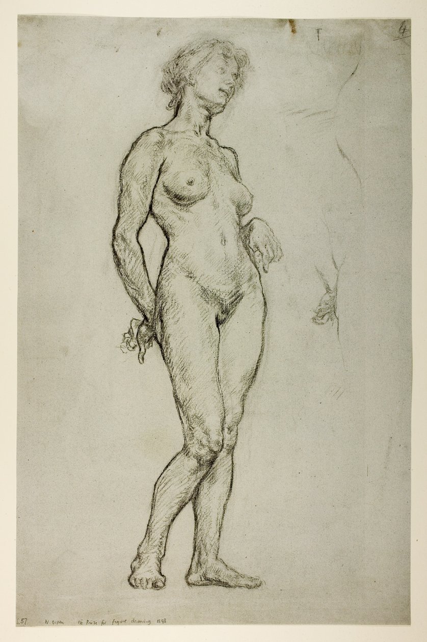 Tutkimus naishahmosta, 1898 (liitu paperille) tekijältä William Orpen