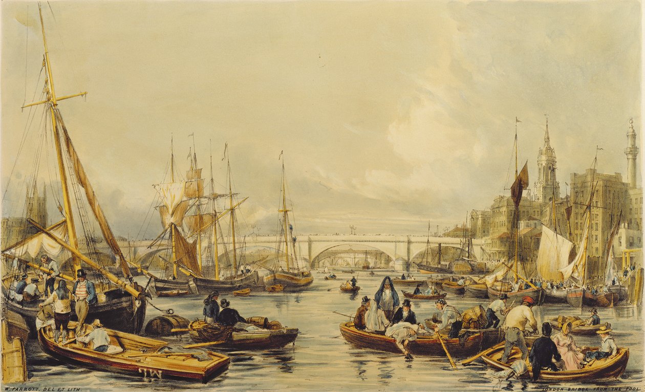 Uima-allas päin London Bridgeä tekijältä William Parrott