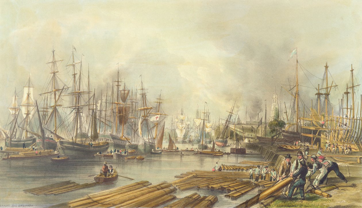 Laivanrakennus Limehousessa, 1840 tekijältä William Parrott