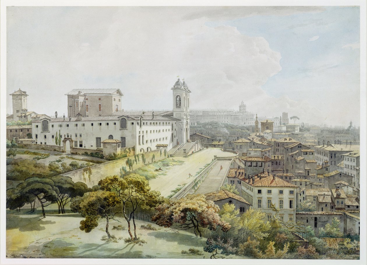 Näkymä Roomaan otettuna Pinciosta, 1776 (wc grafiitin päällä antiikkipaperilla) tekijältä William Pars