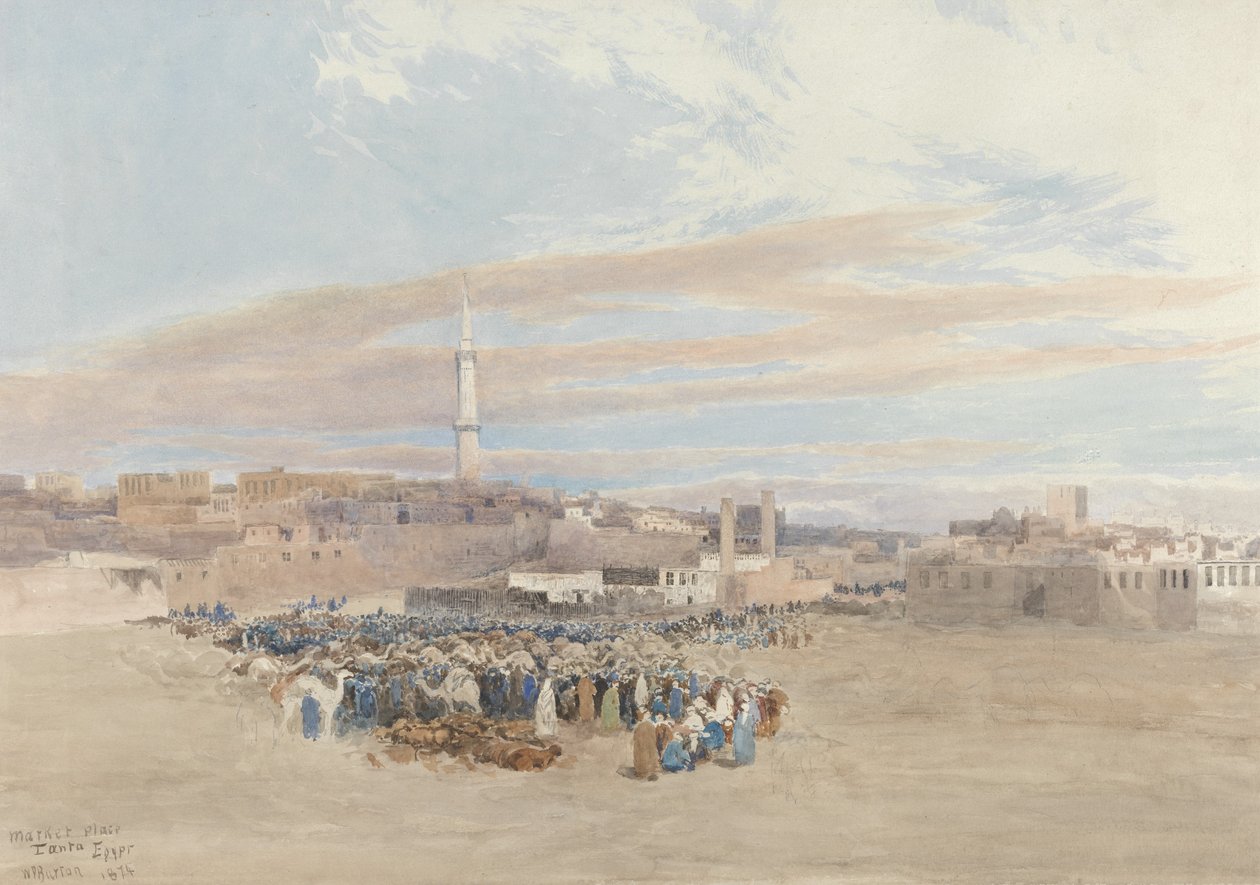 The Market Place, Tanga, Egypti, 1874 (wc grafiitin päällä) tekijältä William Paton Burton
