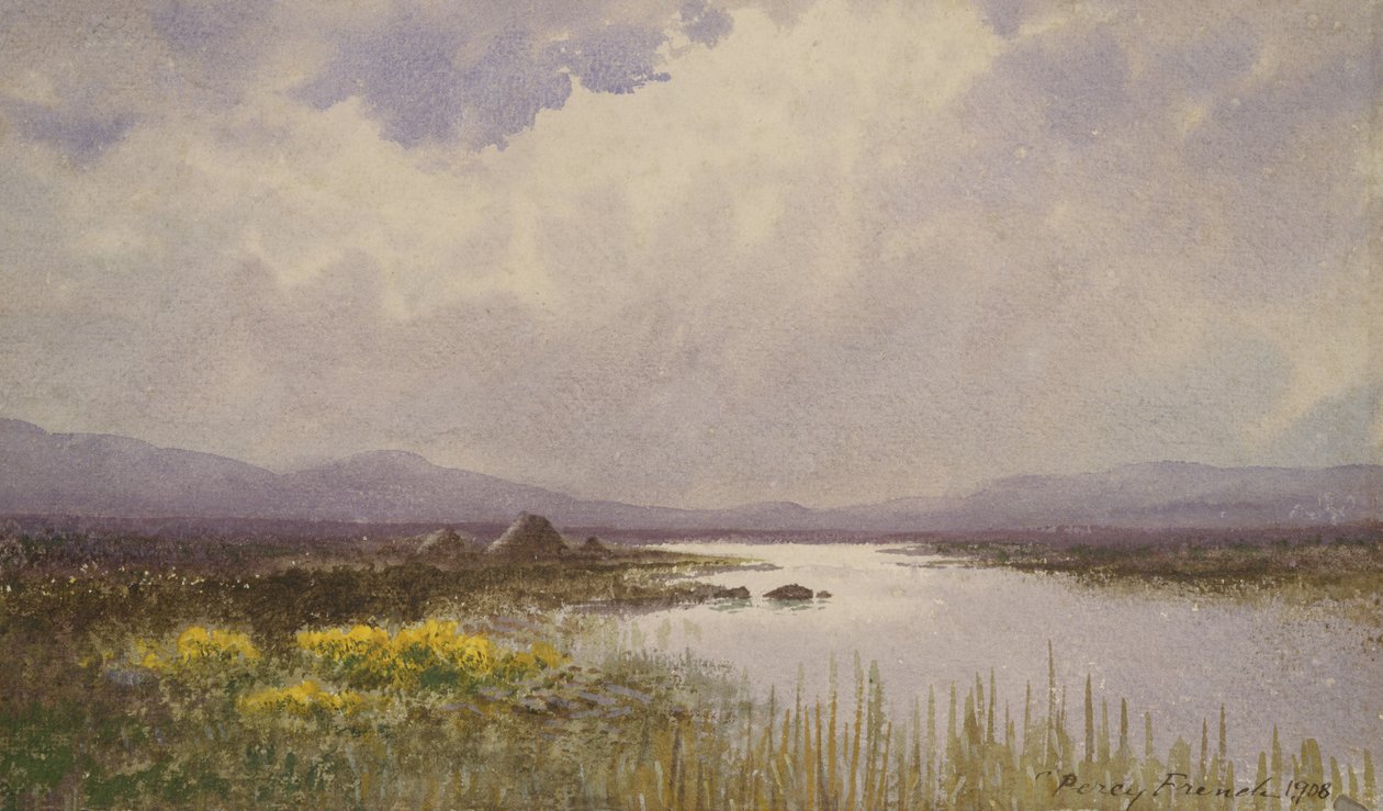 Connemara maisema, 1908 (wc paperilla) tekijältä William Percy French