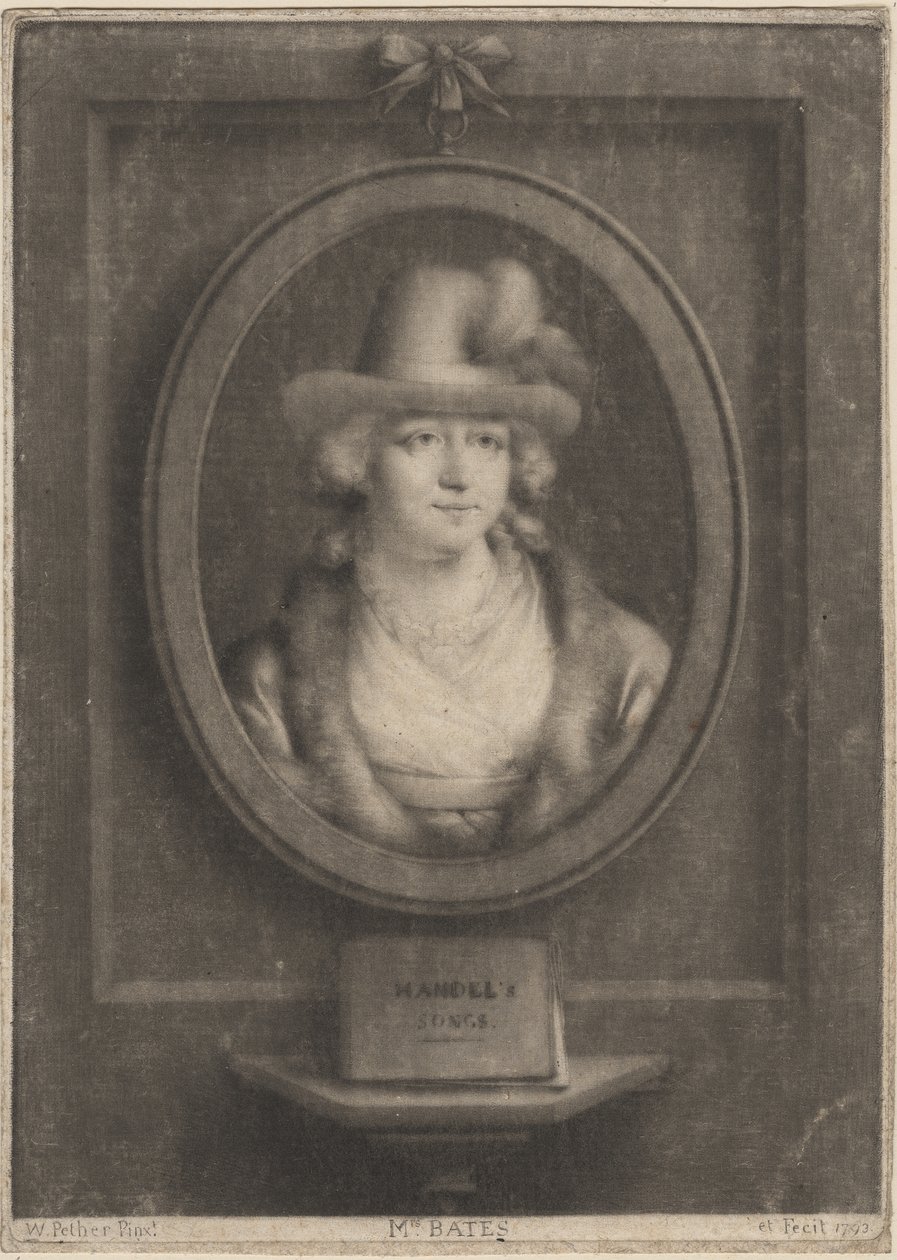 Mrs. Bates, 1793 (mezzotint) tekijältä William Pether