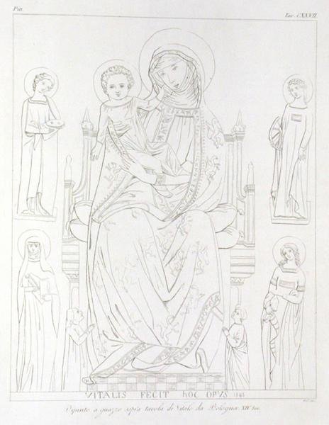 Madonna ja lapsi Pyhän Agathan, Pyhän Katariinan, Pyhän Agnesin, Pyhän Apollonian kanssa Jean Baptiste Louis Georges Seroux DAgincourtin (1730-1814) alkuperäisen piirustuksen mukaan, 1847 tekijältä William Pitt