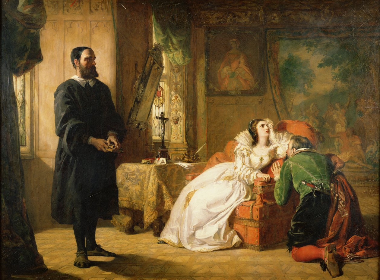 John Knox (1512-72) Nuhtelee Mariaa, Skotlannin kuningatarta (1542-87), 1800-luvun puoliväli tekijältä William Powell Frith