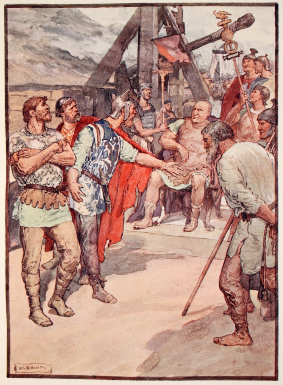 Marius ja Cimbrin suurlähettiläät, kuvitus teoksesta "Plutarkoksen elämä pojille ja tytöille", jonka on kertonut uudelleen W.H. Weston, Lontoo n. 1910 tekijältä William Rainey