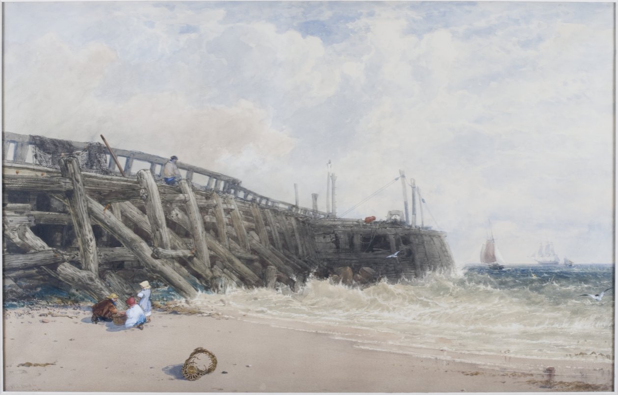 Newhaven Old Pier (akvarelli) tekijältä William Roxby Beverly