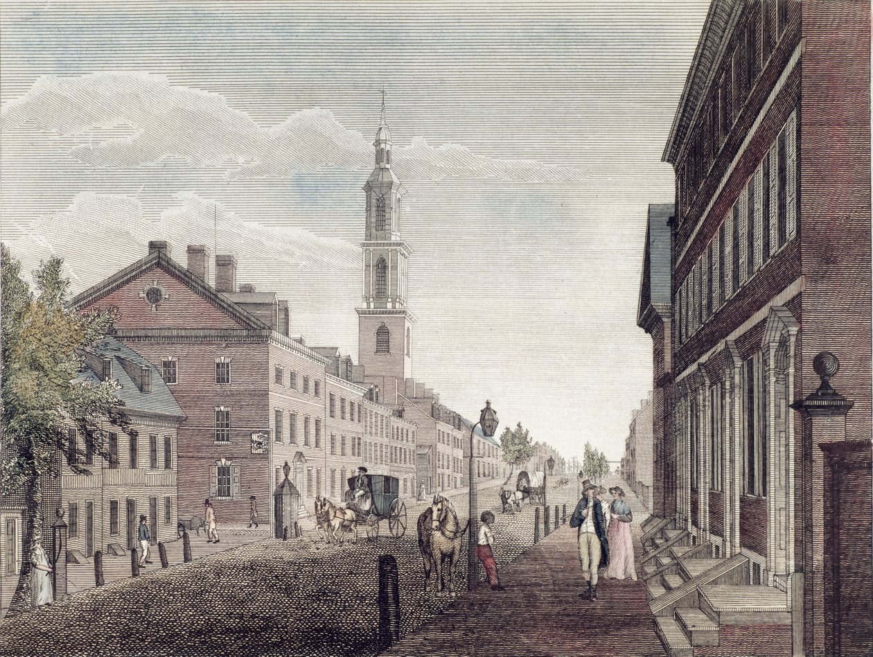 Yksi Philadelphian näkymistä, 1799 tekijältä William Russell Birch