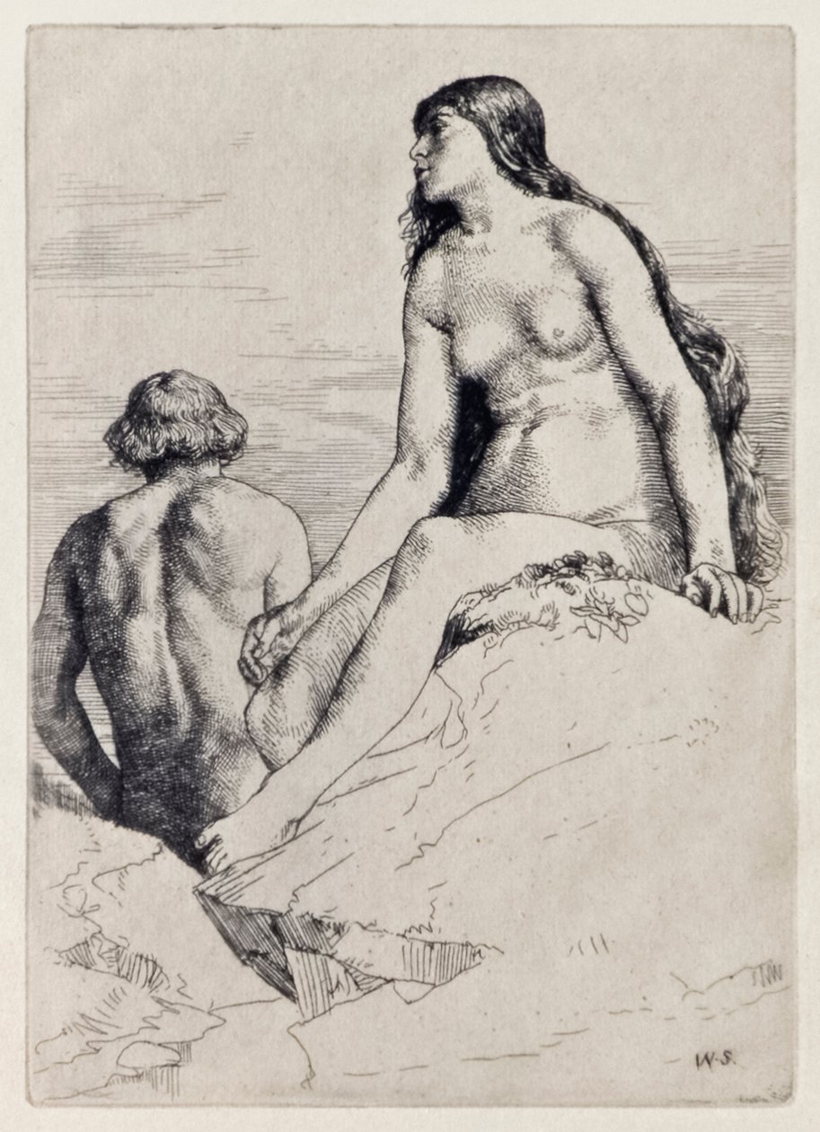 John Miltonin (1608-1674) Aadamin ja Eevan Happy State of Lost Paradise Lost 12 kuvituksen sarja, jonka on kaivertanut William Strang (1859-1921) tekijältä William Strang