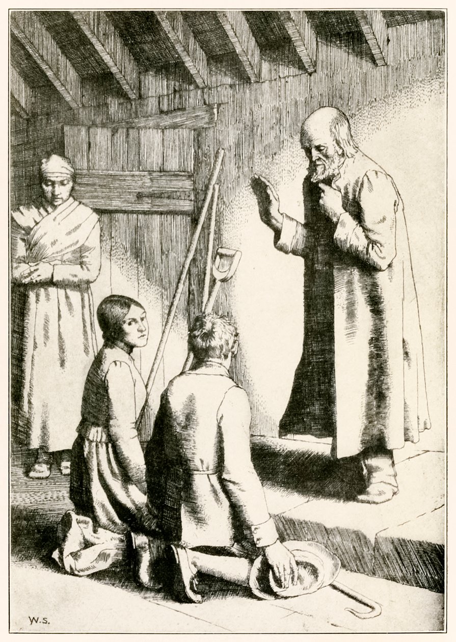 Laupeuden ja Matteuksen avioliitto" John Bunyanin "Pilgrimin edistyminen tästä maailmasta, siihen mikä on tuleva" -kappaleesta tekijältä William Strang