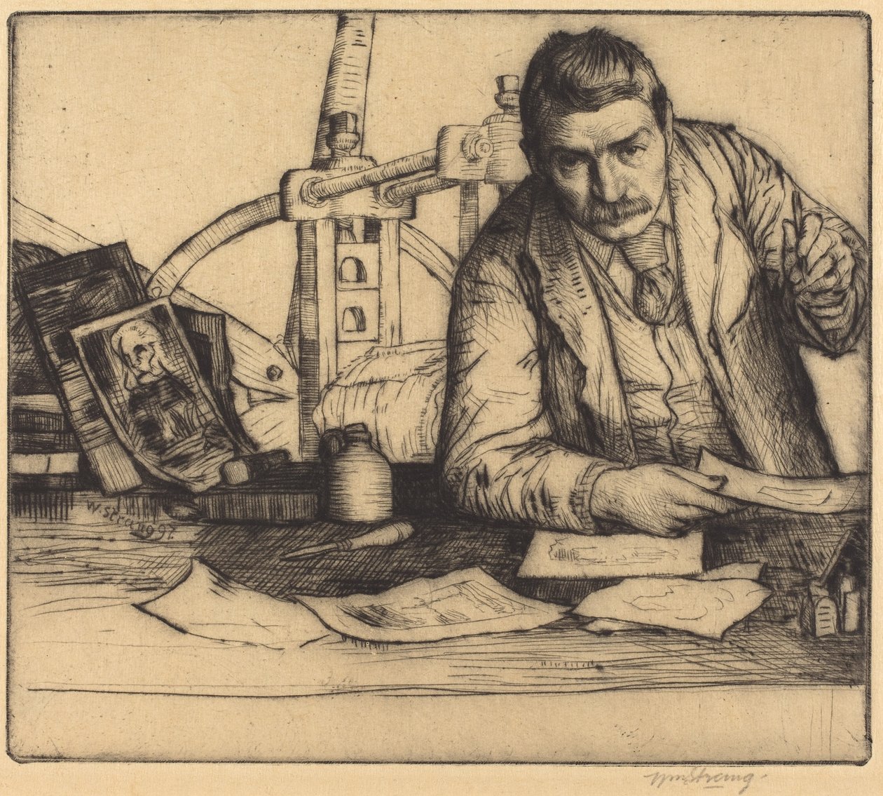 Omakuva, 1897 (Kipsipiirto) tekijältä William Strang