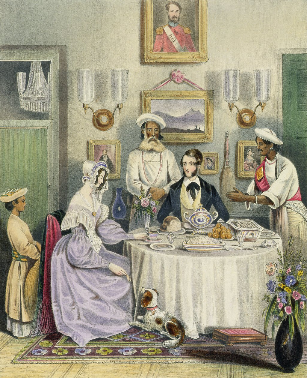 The Breakfast, levy 3 kirjasta "Anglo Indians", kaivertanut J. Bouvier, 1842 tekijältä William Tayler
