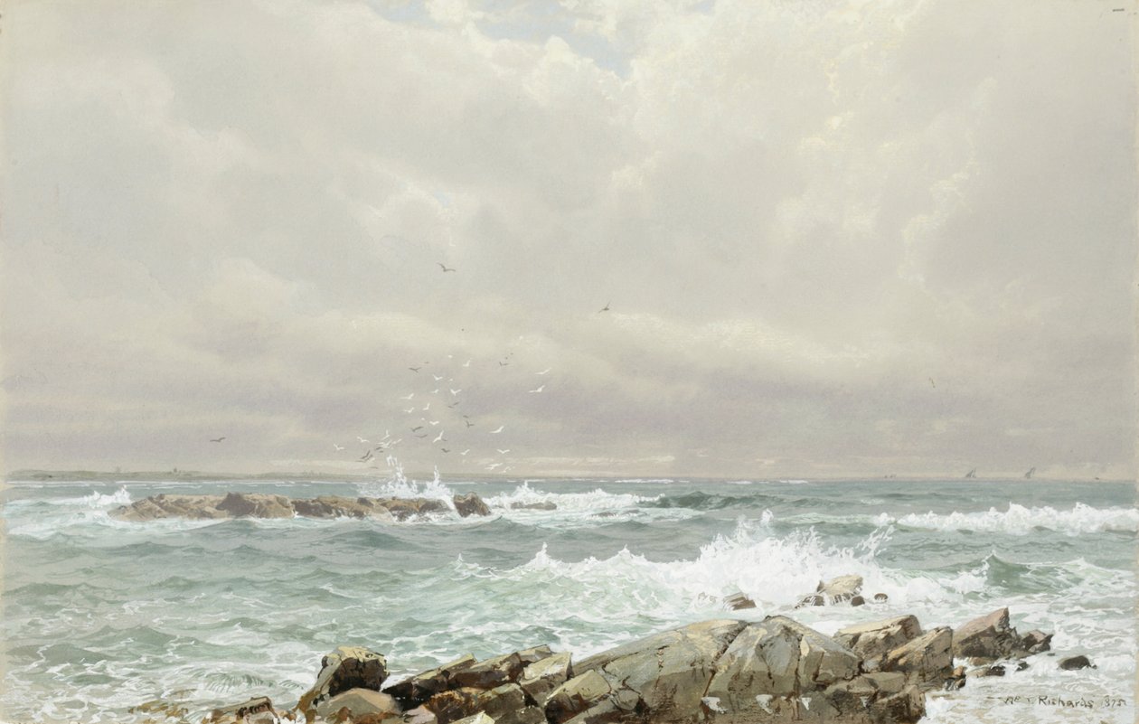 Merimaisema, 1875 (wc ja guassi kermanvärisellä paperilla) tekijältä William Trost Richards