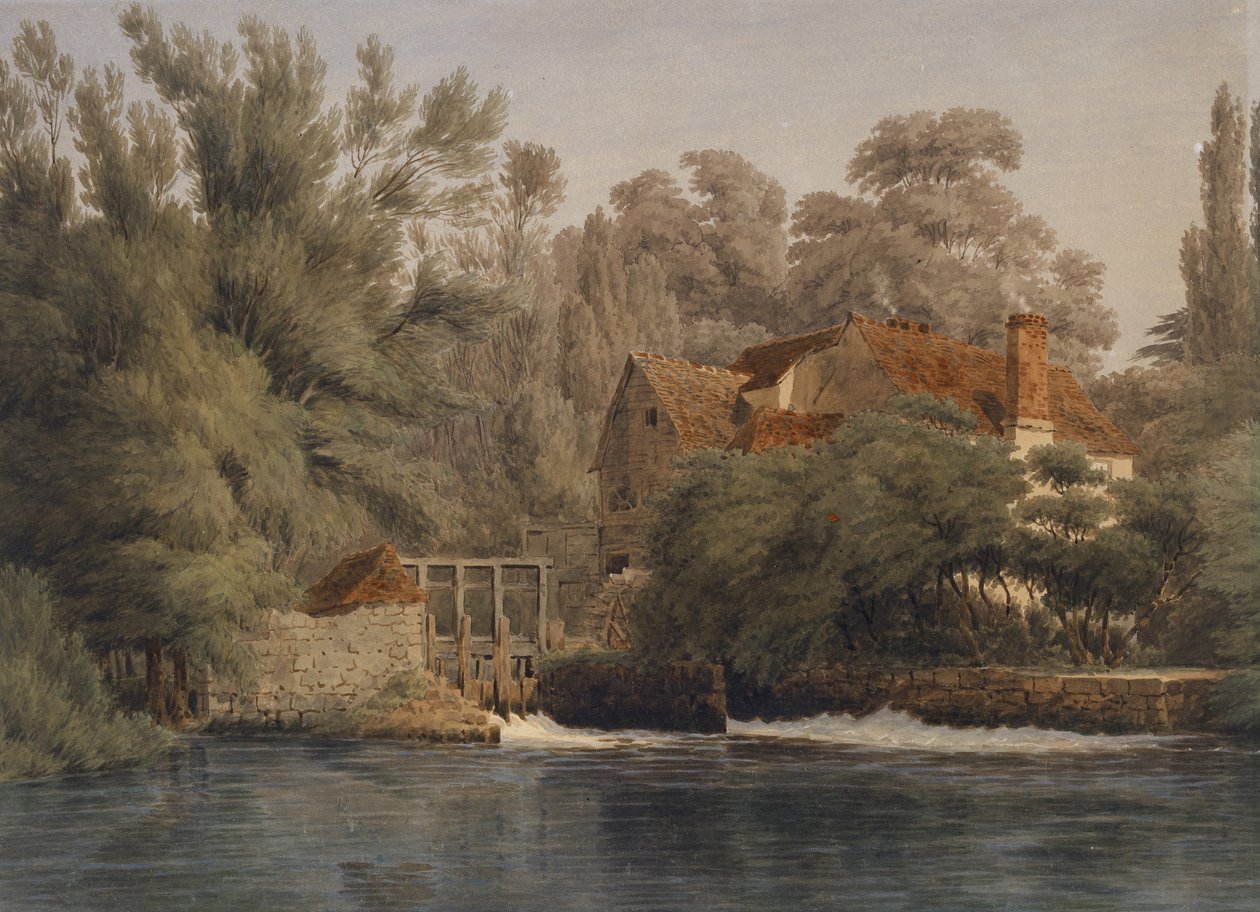 Iffley Mill (akvarelli kynällä ja ruskealla musteella) tekijältä Joseph Mallord William Turner