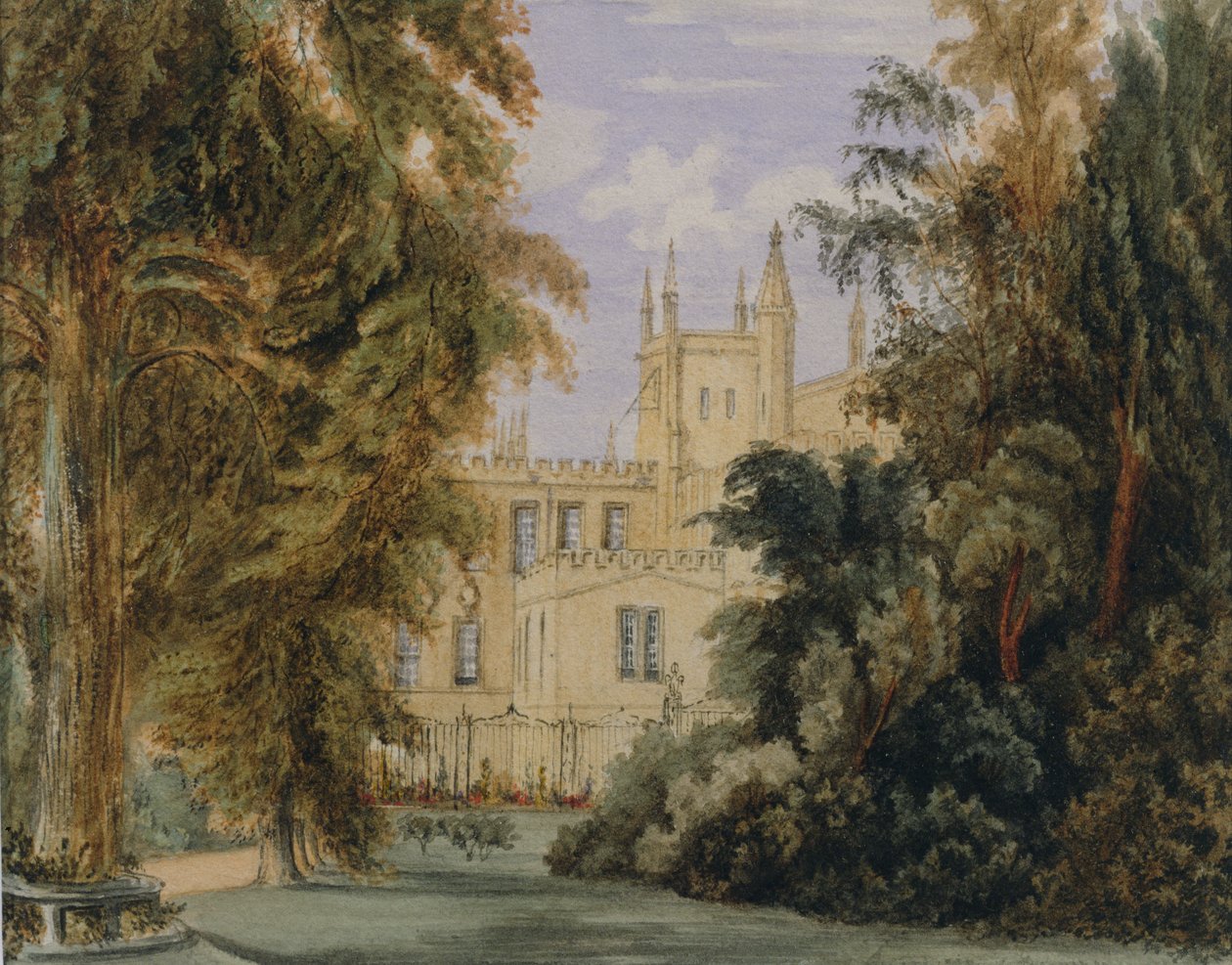 The Garden Quadrangle New Collegessa, Oxfordissa, 1877 tekijältä Joseph Mallord William Turner