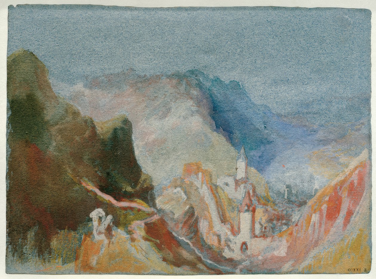 Trarbach nähtynä Grevenburgin linnasta tekijältä Joseph Mallord William Turner