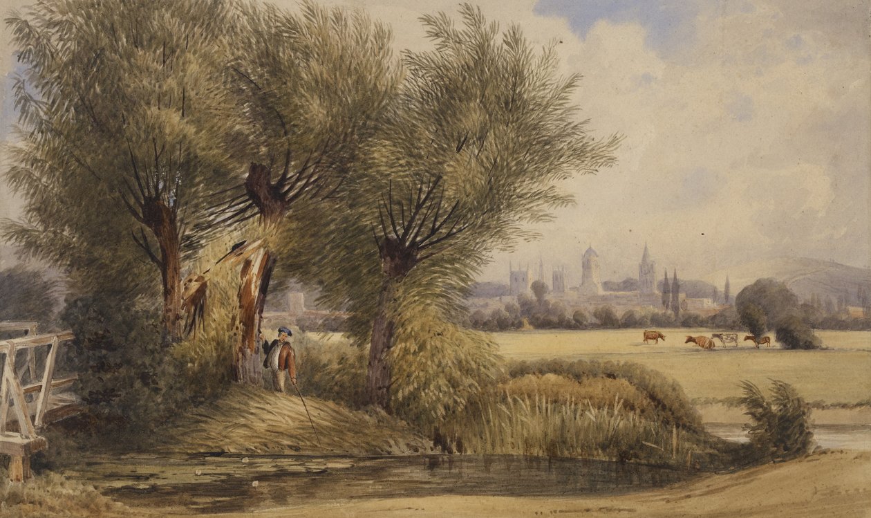 Näkymä Oxfordiin joelta (akvarelli paperille) tekijältä Joseph Mallord William Turner