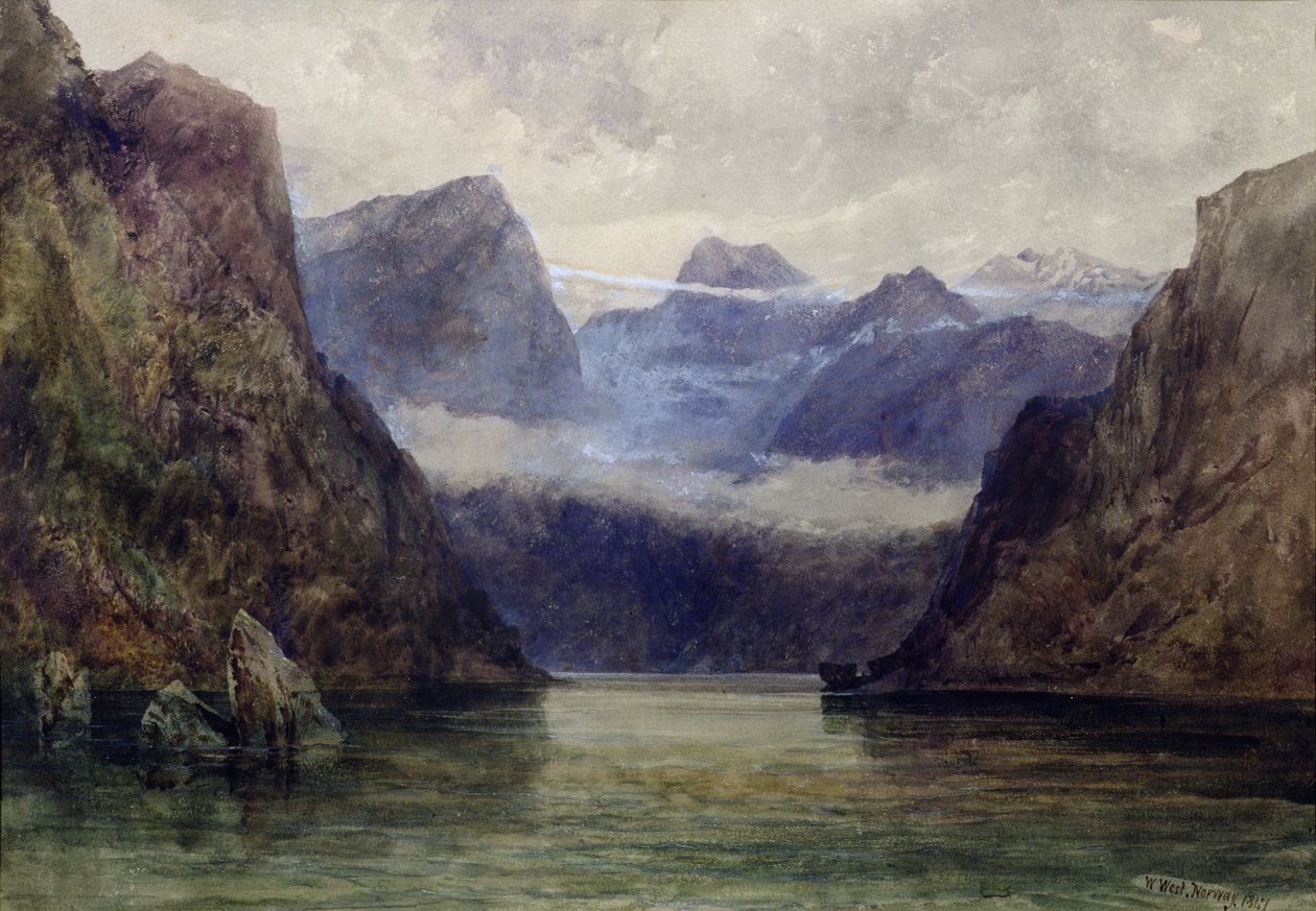 Romsdalin vuono keskiyöllä, 1847 tekijältä William West