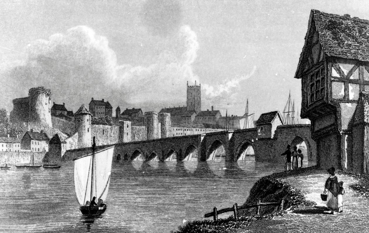 Limerickin linna ja kaupunki, kaiverrus E. Finden, 1829 tekijältä William Westall