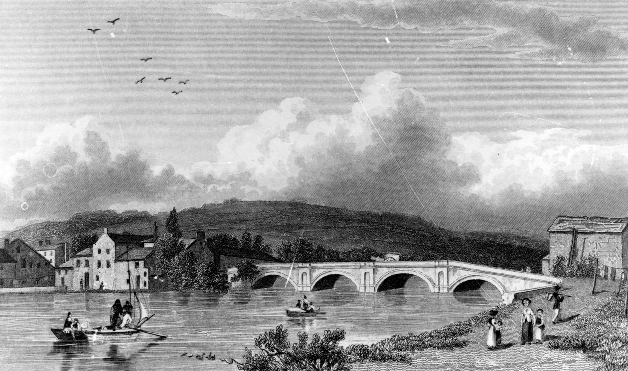 Stramongaten silta, Kendal, kaiverrus E. Finden, 1830 tekijältä William Westall
