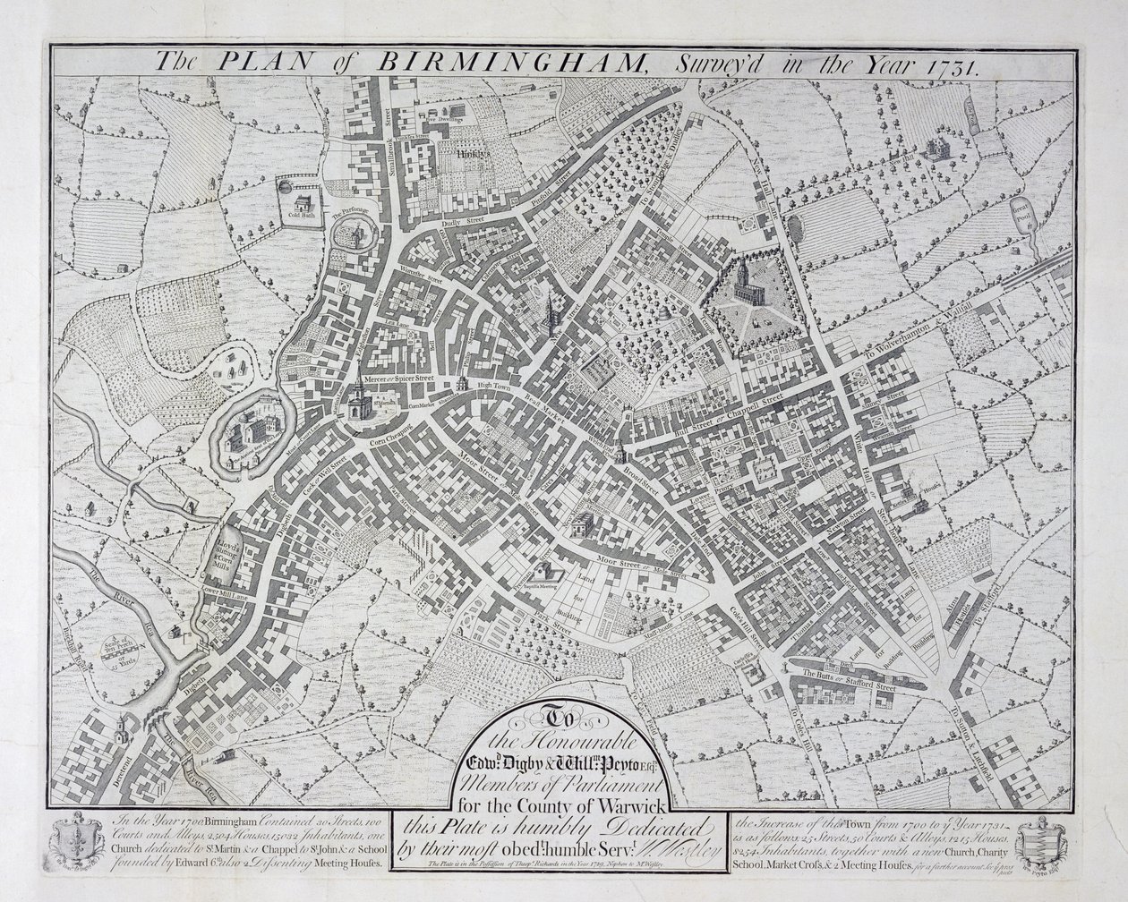 Birminghamin suunnitelma, 1731, julkaistu 1789 tekijältä William Westley