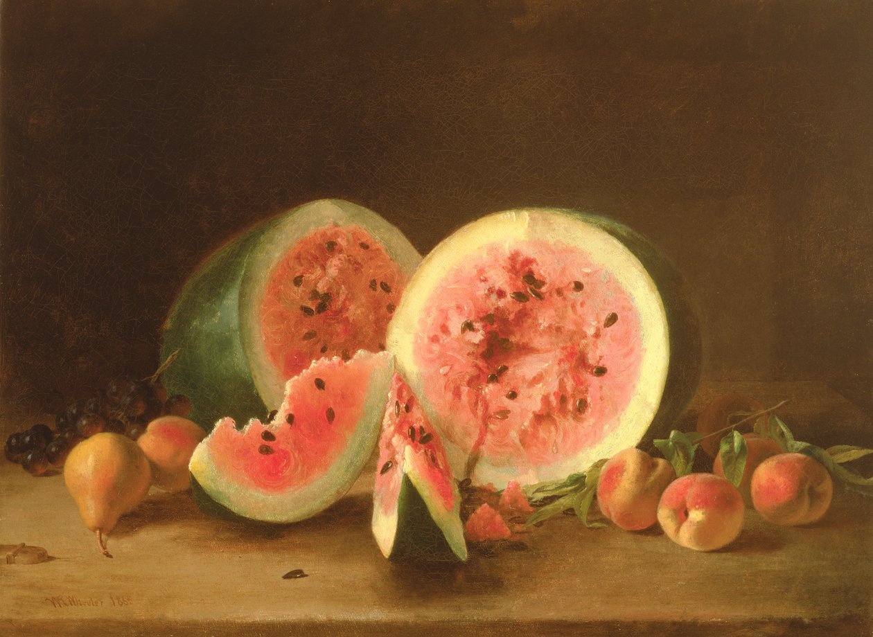 Asetelma vesimelonin kanssa, 1865 tekijältä William Wheeler