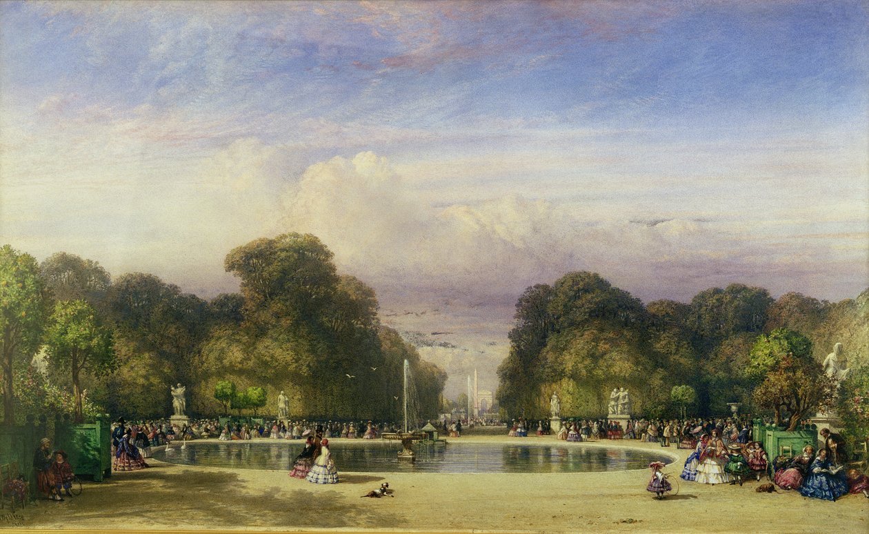Tuileries-puutarha ja Riemukaari kaukana, 1858 tekijältä William Wyld