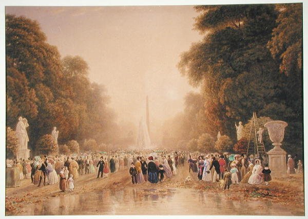 Tuileries, n. 1840 (wc ja guassi paperilla) tekijältä William Wyld