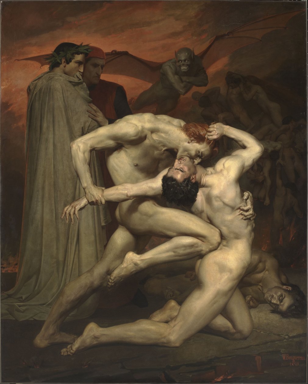 Ranskalainen:  Dante et Virgile Dante ja Vergilius helvetissä tekijältä William-Adolphe Bouguereau