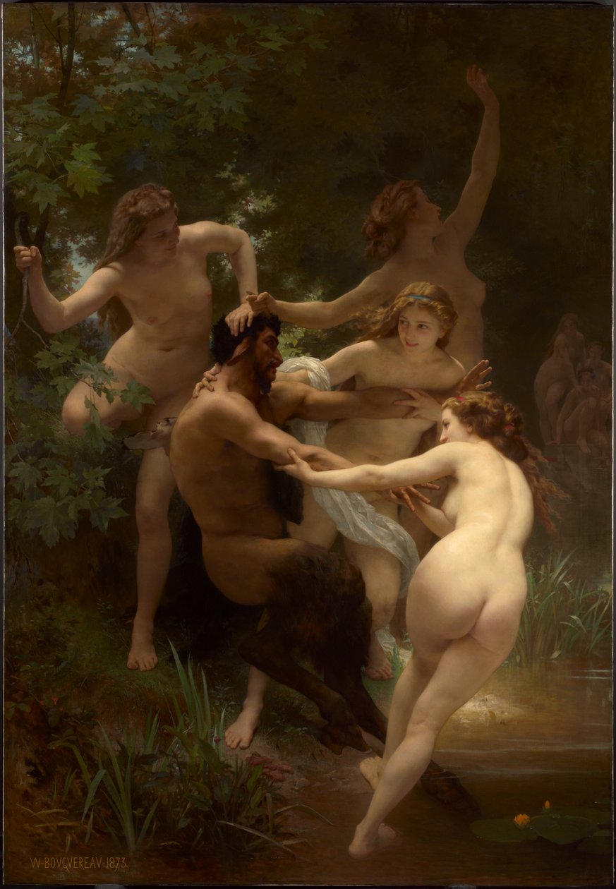 Nymfit ja satyyri tekijältä William-Adolphe Bouguereau