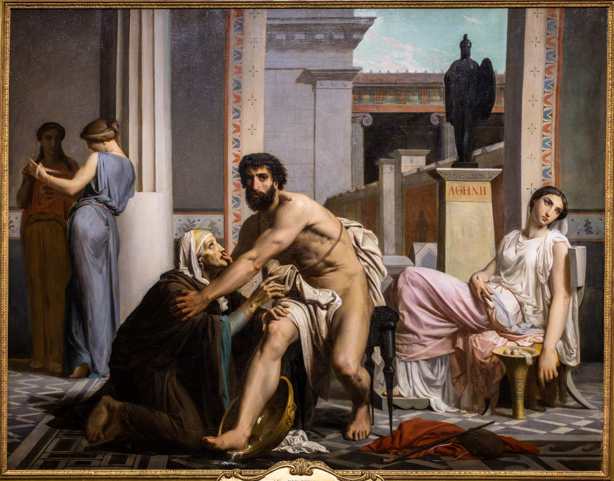 Odysseus tunnistaa hoitajansa palatessaan Troijasta tekijältä William Adolphe Bouguereau
