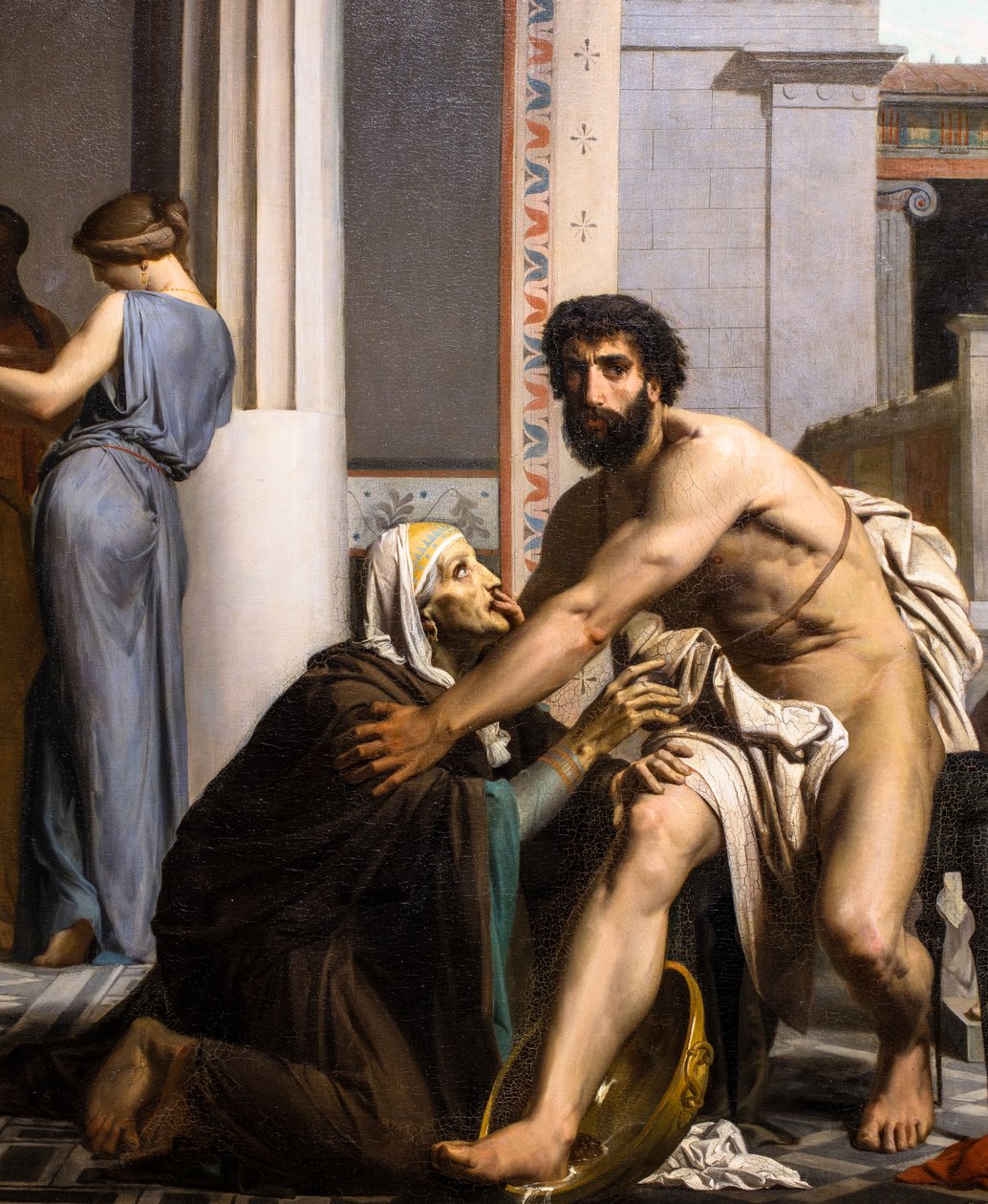 Odysseus tunnistaa hoitajansa palatessaan Troijasta tekijältä William Adolphe Bouguereau