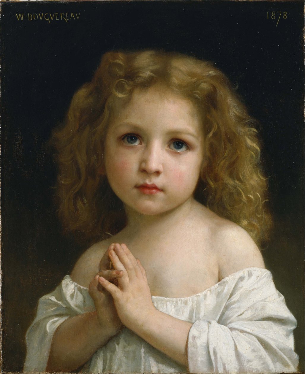 ""Pienen tytön muotokuva, jolla on kädet ristissä rukouksessa"" William-Adolphe Bouguereaun (1825-1905) maalaus 1878 National Museum of Western Art, Tokio Japani tekijältä William Adolphe Bouguereau