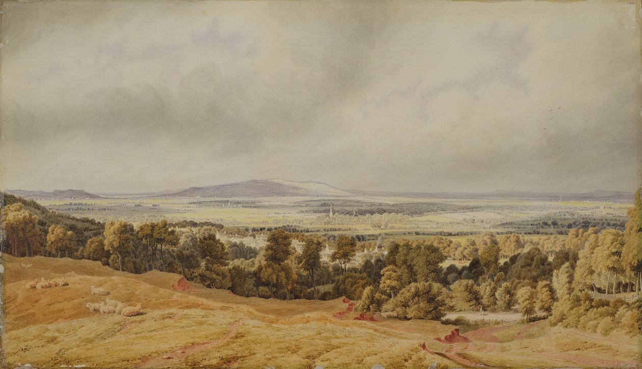 Näkymä Broadway Hillille, Worcester (akvarelli paperille) tekijältä Joseph Mallord William Turner