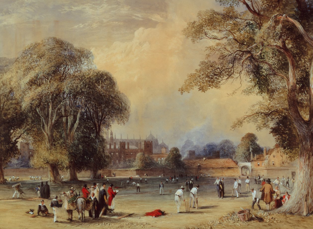 Cricket on the College Field, n. 1835 (akvarelli) tekijältä William  Evans