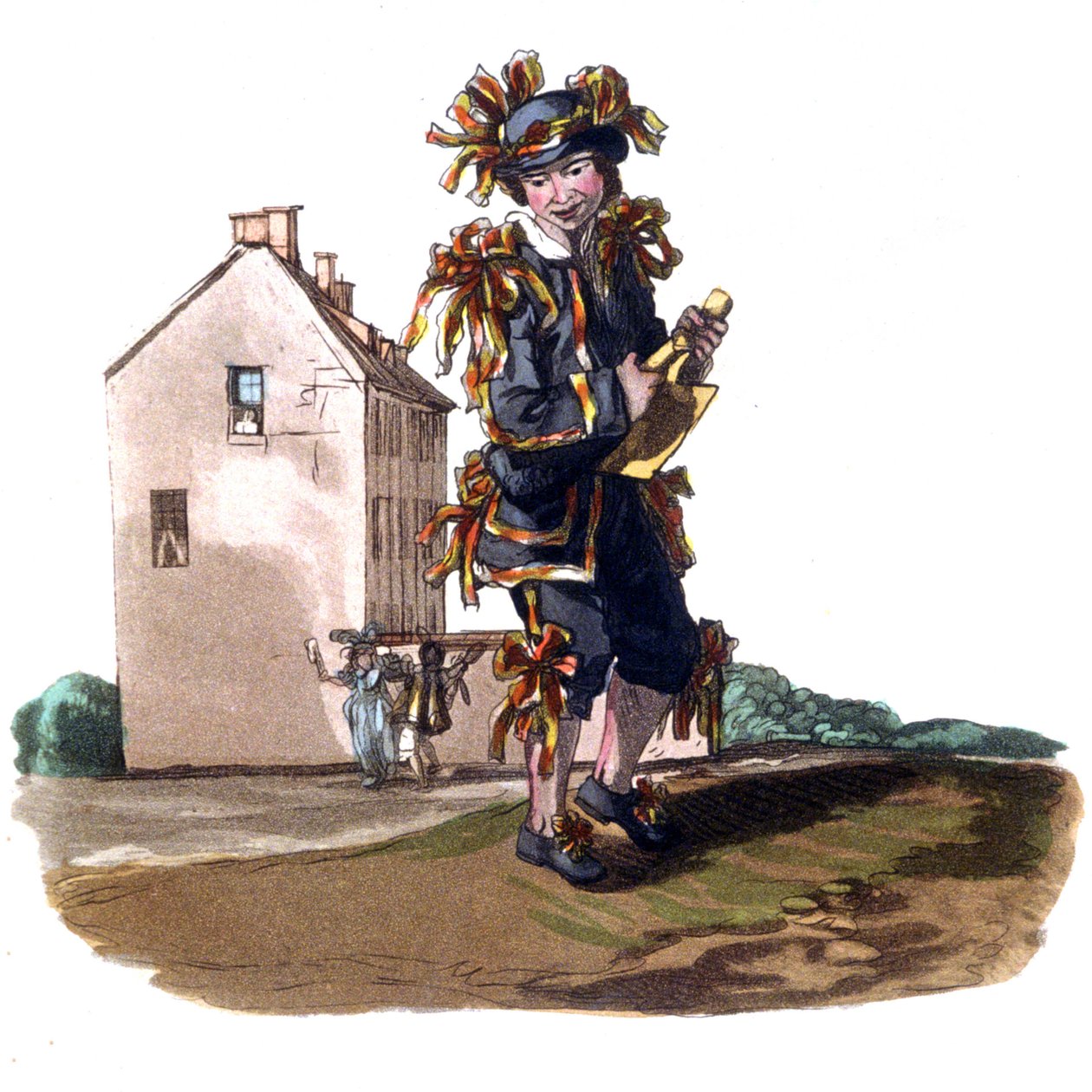 Nuohoojan poika vappupuvussa, n.1820 (kaiverrus) tekijältä William (after) Alexander