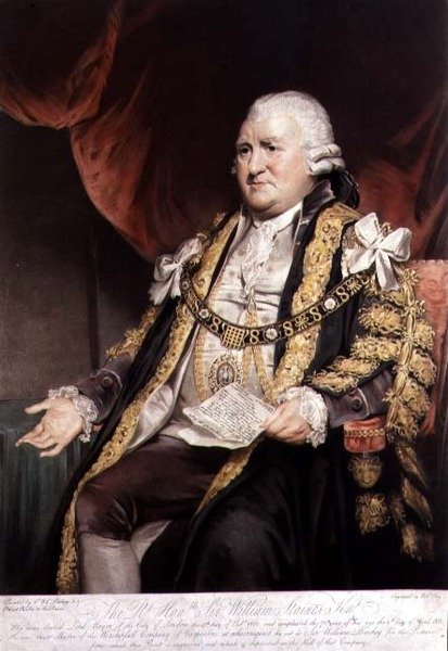 Muotokuva Sir William Stainesista, Lontoon pormestari, kaiverrettu ja pubi. 1804, William Say (1768-1834) (kaiverrus) tekijältä William (after) Beechey