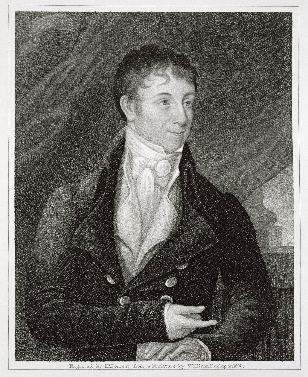Charles Brockden Brownin (1771-1810) muotokuva, kaivertaja John B. Forrest (1814-70) (kaiverrus) (kaiverrus) tekijältä William (after) Dunlap