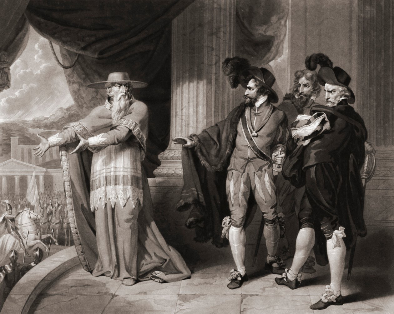 Francisco Jimenez de Cisneros vastaa aatelisille. (Tulosta) tekijältä William (after) Ward