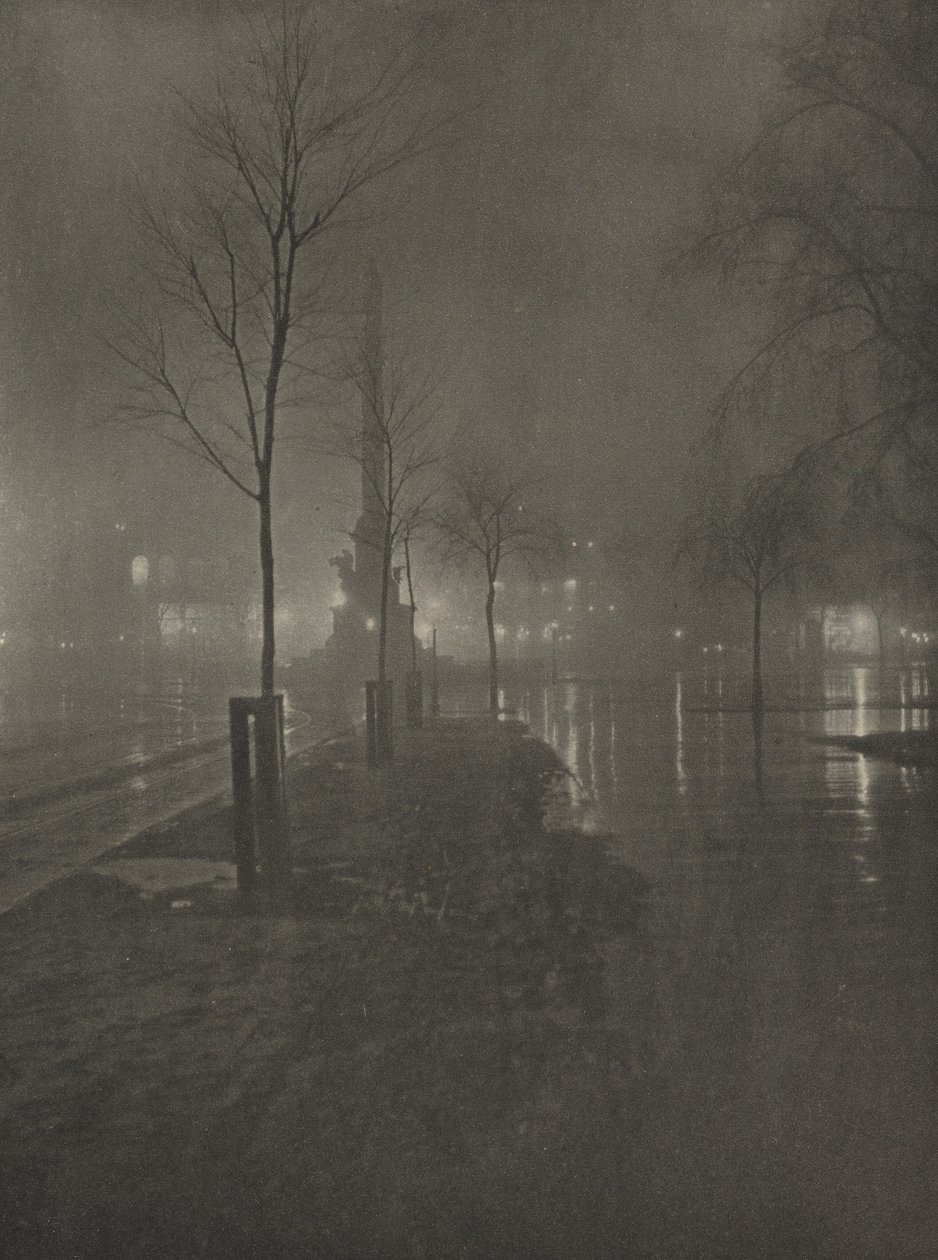 Märkä yö, Columbus Circle, New York, n.1925 (kuva) tekijältä William A. Fraser