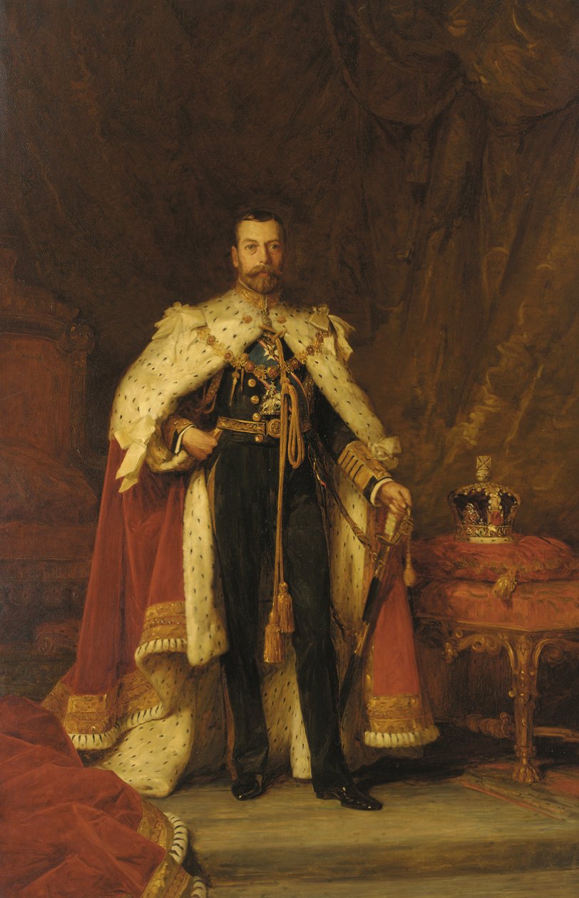 Kuningas Yrjö V:n kruunausmuotokuva Sir Luke Fildesin mukaan (öljy kankaalle) tekijältä William A. Menzies