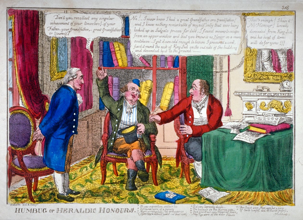 "Humbug tai heraldiset kunnianosoitukset", c1790. tekijältä William Abraham