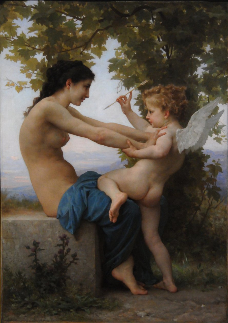 Nuori tyttö puolustamassa itseään Erosta vastaan, 1880 tekijältä William Adolphe Bouguereau