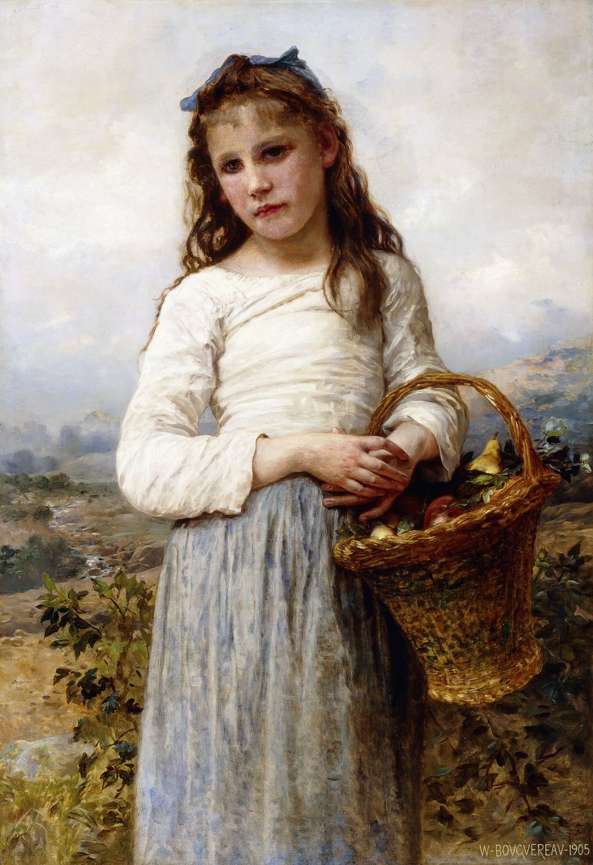 Nuori tyttö hedelmäkorin kanssa, 1905 tekijältä William Adolphe Bouguereau