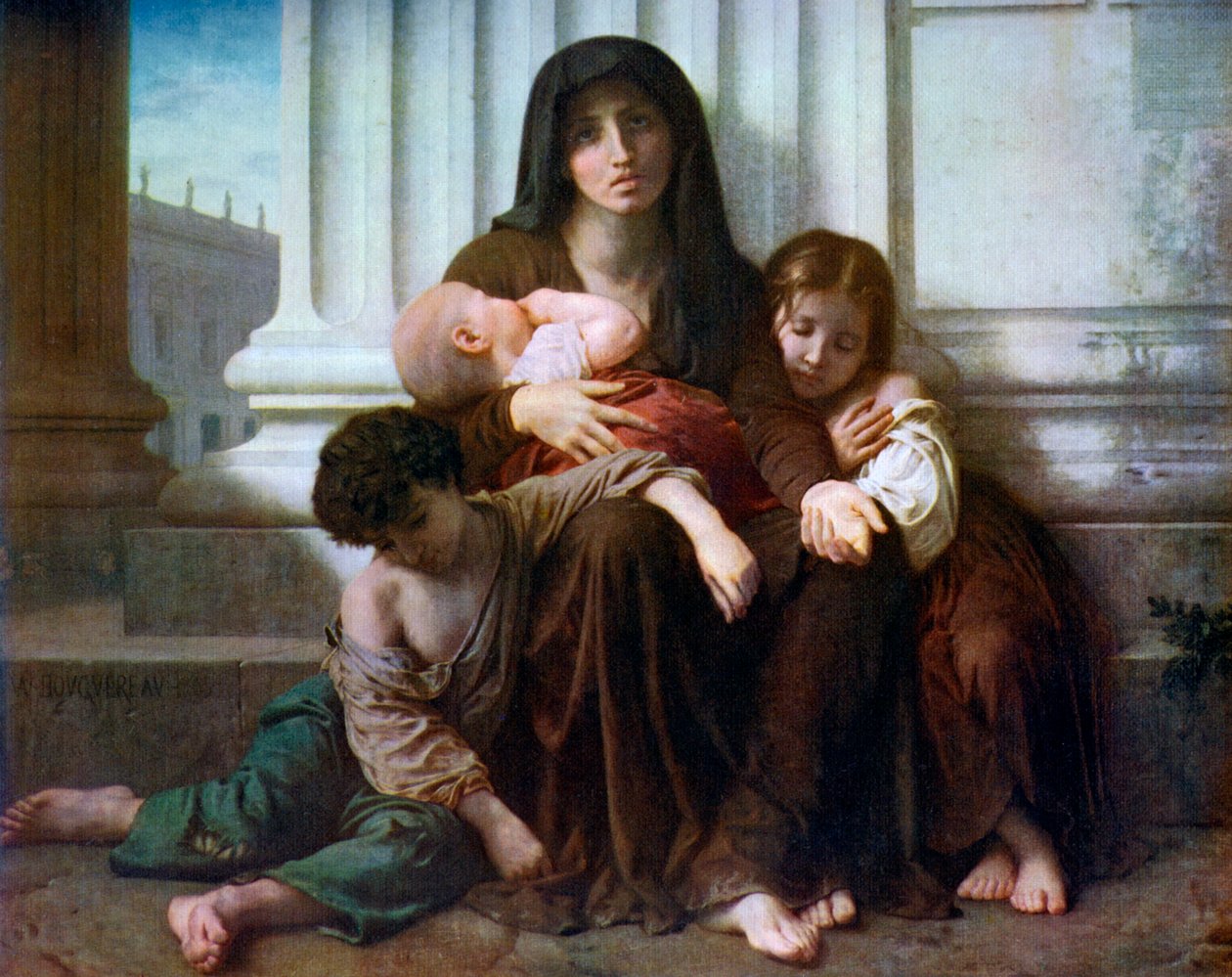 Charity tai köyhä perhe, 1865, 1912. tekijältä William Adolphe Bouguereau