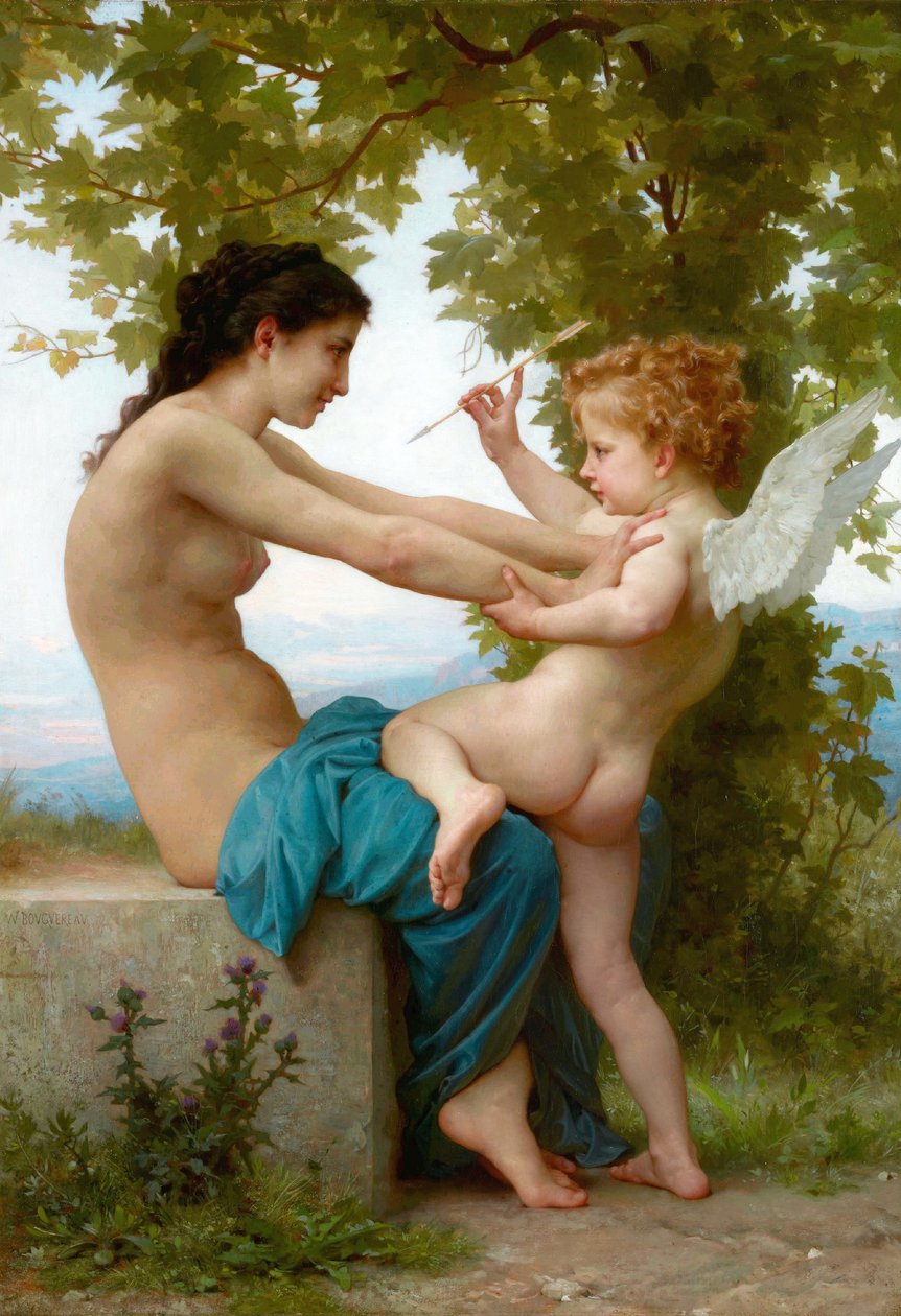 ranska: Jeune fille se défendant contre Éros Nuori tyttö puolustautuu Erosta vastaan tekijältä William Adolphe Bouguereau